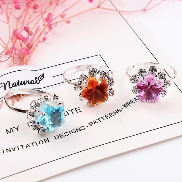 Justerbar ring i harpiks med diamanter for jenter
