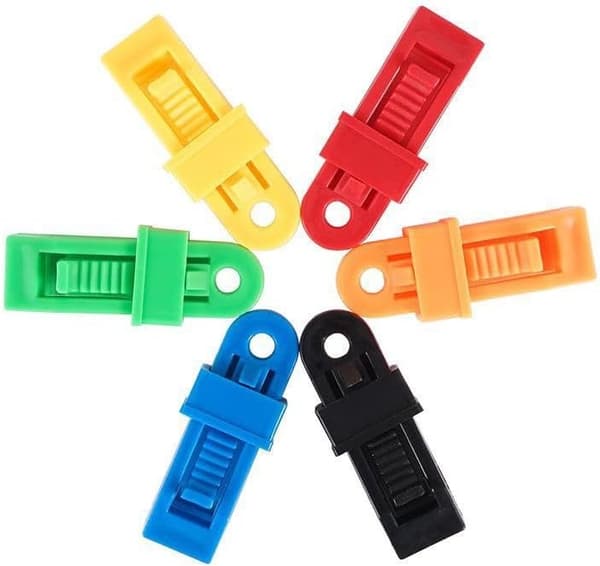 Sett med 10 presenningklemmer, klips/feste/elastisk presenningstrammer,