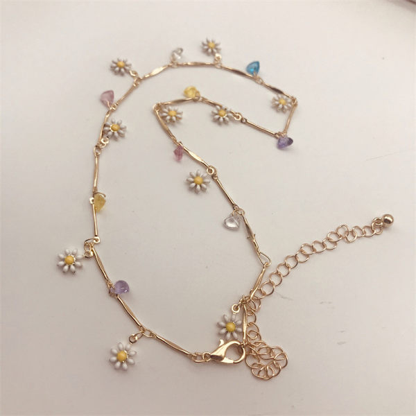 Boho värikäs helmillä koristeltu söpö Daisy kukka jalokivi riipus kaulakoru solisluu ketju naiset
