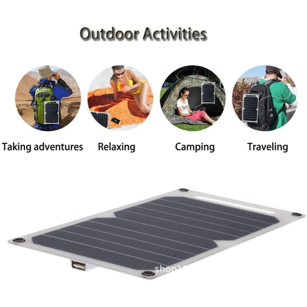 Solcellepanel 6W Ultra Tynt Monokrystallinsk Silisium Solcellepanel Lader USB-port for Mobiltelefon