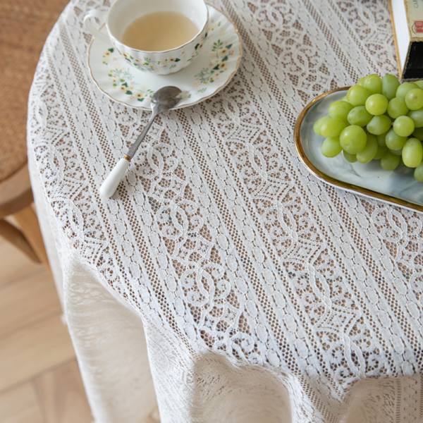 Hæklet Hvid Blondeduge - Polyester Jacquard Vaskbar Dug