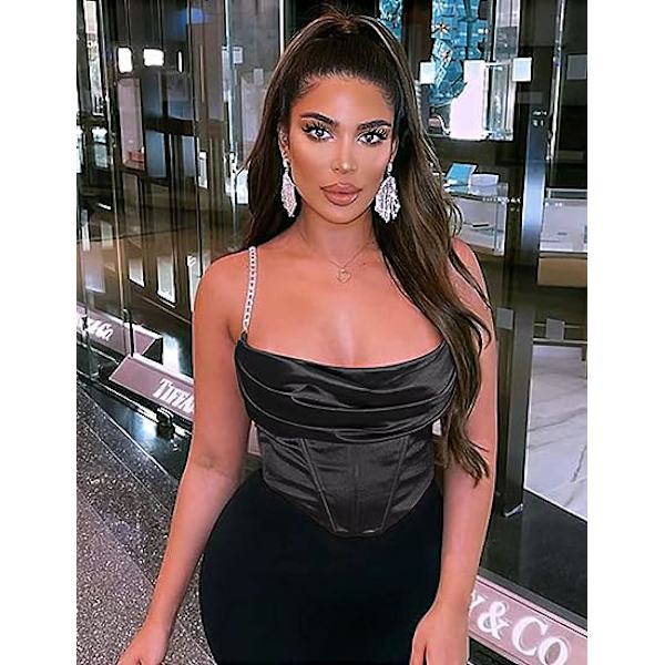 Kvinde Sexet Ruched Push Up Satin Bustier Rygløs Bonet Spaghetti Strop