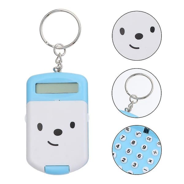 Student smiley face emoji kjeks mini kalkulator plast nøkkelring