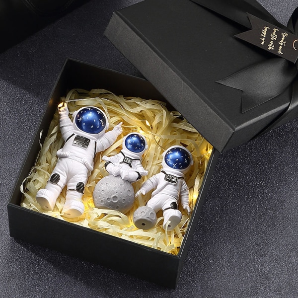 3-pack med presentförpackning Rymdfigur Prydnad Blå Astronaut Rymdtema