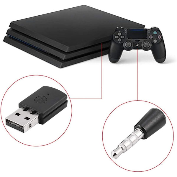 PS4 Bluetooth Adapter - Mini USB 4.0 Bluetooth Headset Adapter Mini Trådløs Mikrofon Bluetooth Dongle USB Adapter til PS4 Trådløst Headset