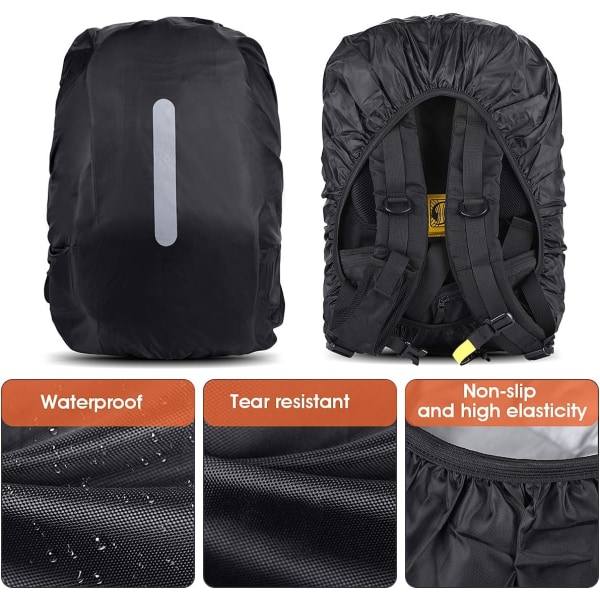 30-40L Refleks Ryggsekkdeksel, 3 Stk Ryggsekkdeksel, Vanntett Støvtett Slitasjebestandig Beskyttende Deksel Holdbar for Camping, Fotturer, Reiser, Sykling