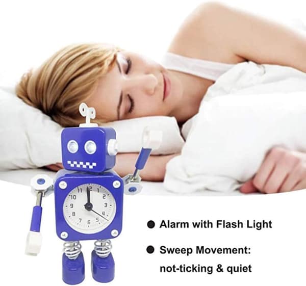 Robot Herätyskello ilman tikittävää ääntä (sininen)