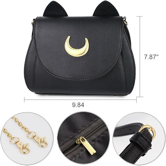Moon Luna Katt Pungar Pu Läder Gotisk Handväska Cosplay Väska Handväskor