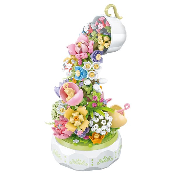 Byggeklosser, bukett, blomstrende te, lys jukeboks, Valentinsdag