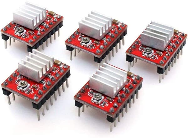 A4988 StepStick-kompatibel stegmotorplungermodul med värme