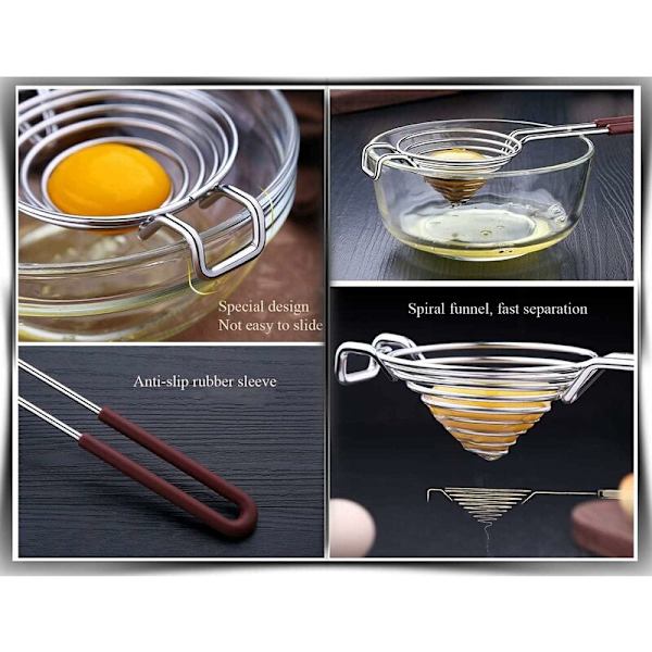 Egg Cutter 2 stk. Eggeskiller, Rustfritt Stål Eggehviteskiller med Skål