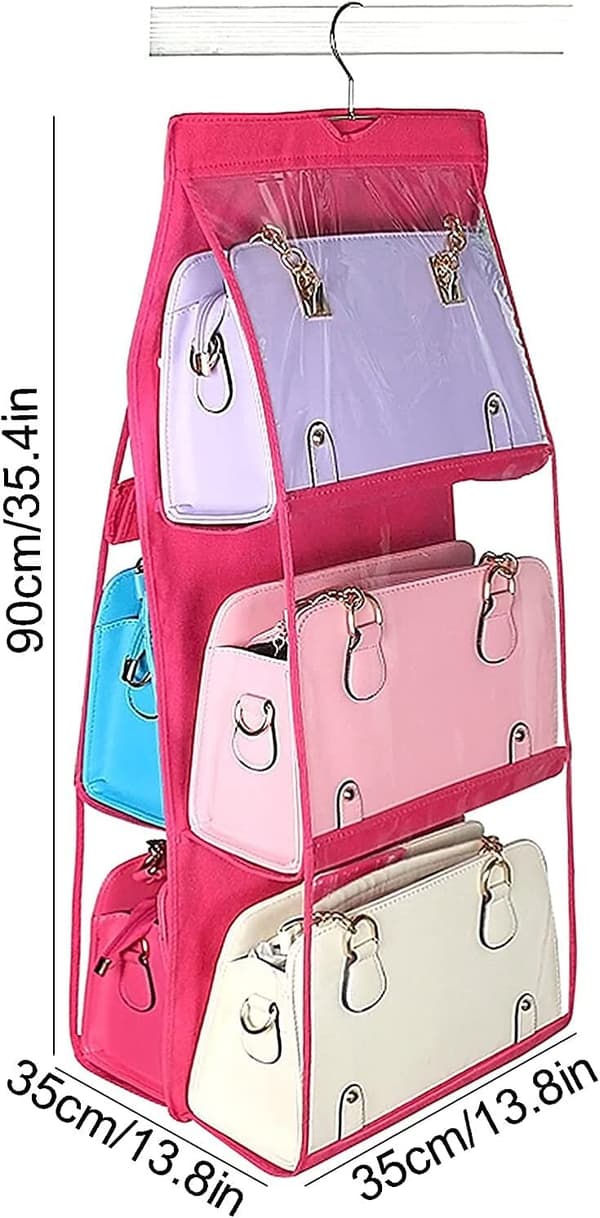 1 stk. Håndtasker Organizer Punge Organizer Rack Skab Display 6-Lommer