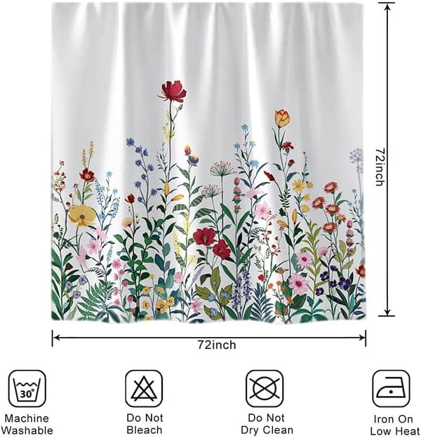 Blomster bruseforhæng, bladrige blomster bruseforhæng til badeværelse,