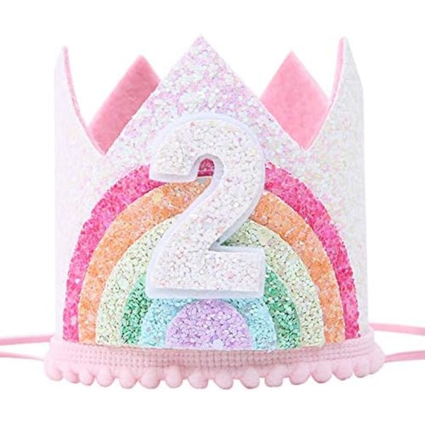 Birthday Rainbow Girl Crown, Bursdagshatt for Event Party Supplie