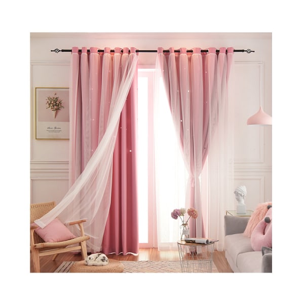 Gardiner flickor sovrum gardiner ihålig 2 rosa krok modeller 1,5 * 2