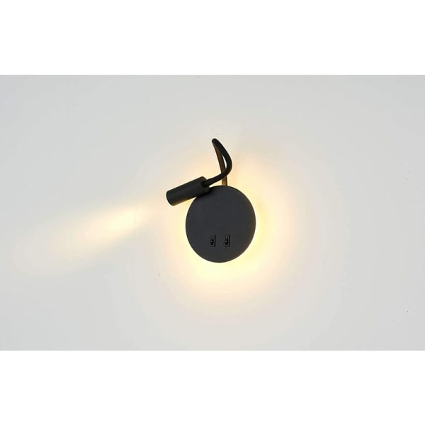3+8W LED-sengelampe LED-svanelampe til læsning (sort)