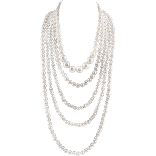 Monirivinen helmikaulakoru, monikerroksinen helmikaulakoru, flapper-helmikaulakoru, pitkä choker-kaulakoru