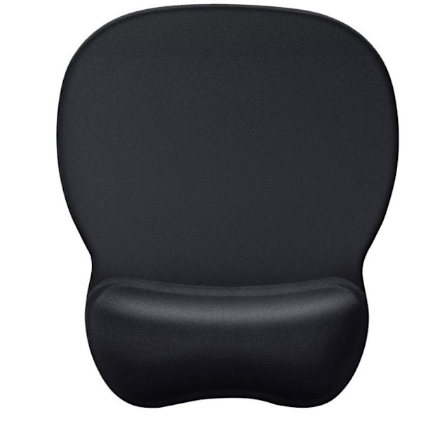 Musemåtte med ergonomisk håndledsstøtte, musemåtte med memory foam-fyld, tekstureret slidstærk vaskbar, sort