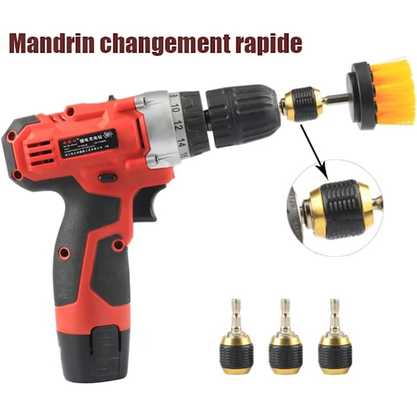 3 st 1/4\" Hexskaft Universal In- och Utdragbar Borrchuckadapter Borrbitthållare Snabbkoppling Koppling Anslutning Borrtillbehör