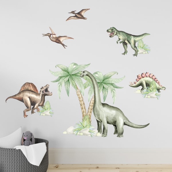 En uppsättning dinosaurie-väggdekaler väggdekorationsklistermärken för sovrum