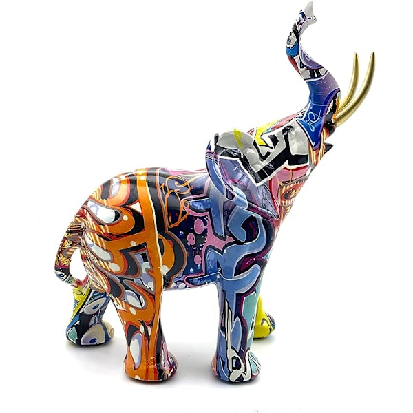 Färgglad konst elefant staty skulptur figurin samlarobjekt present