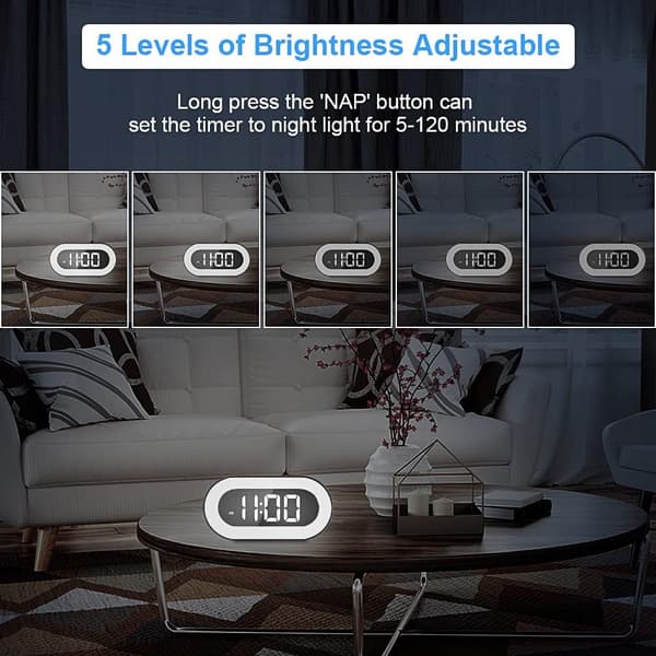 Digital väckarklocka, LED-display nattduksbordsklocka nattlampa alarm