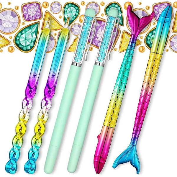 5d Diamond Painting Tilbehør Kit med Led Pen, Mermaid Drill Pen, Udskiftning Pen Hoveder, Maleri Ler, Opbevaringspose til Nail Art Diam Mosaic Making