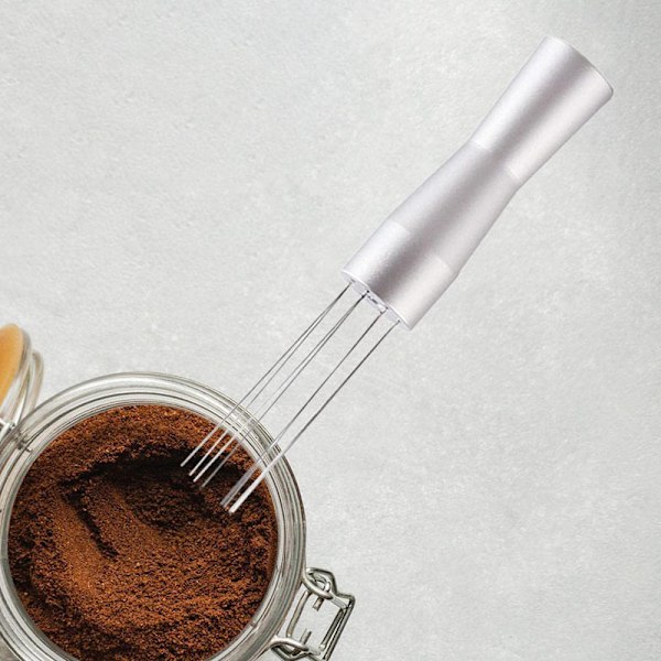 Espresso-nåldistributör i rostfritt stål, verktyg för att röra kaffegrut, barista-tillbehör till kaffemaskin (silver)
