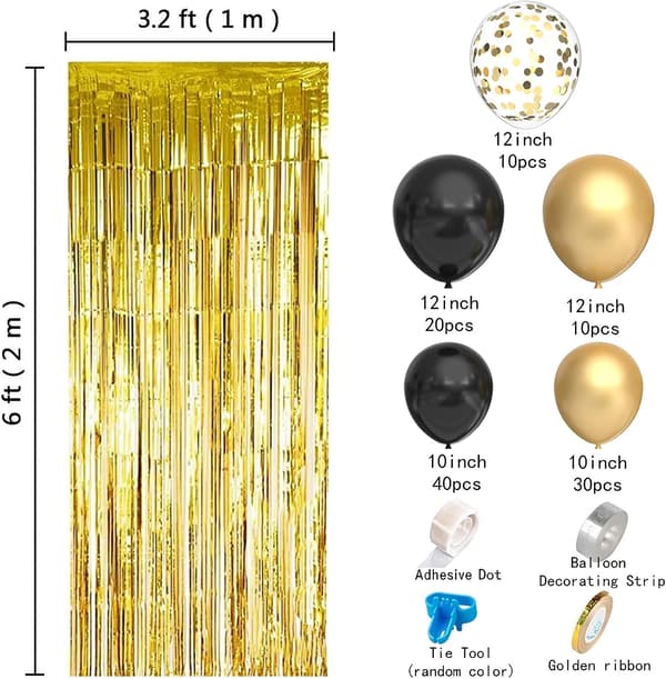 Sort og guld ballonbue guirlande sæt 112stk sort og guld fest