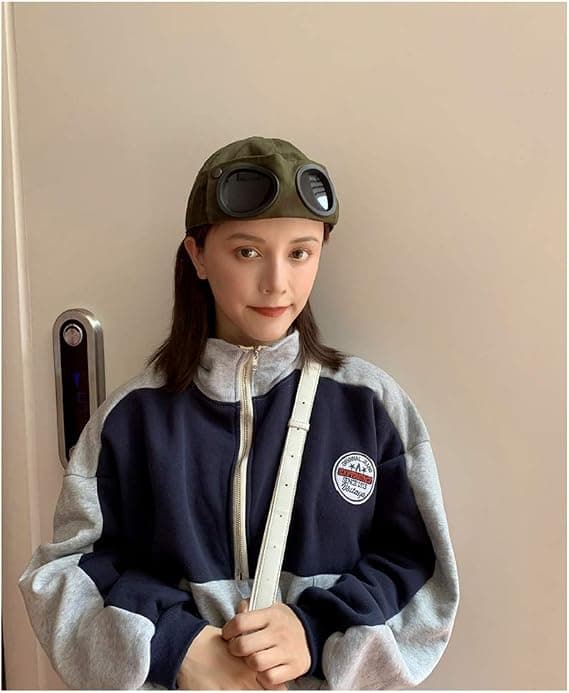 Retro Aviator lue Briller Toppet Cap Solbriller Baseball Cap Hip