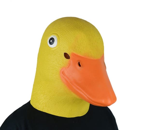 Nyhet deluxe maske andehode maske latex dyremaske gul