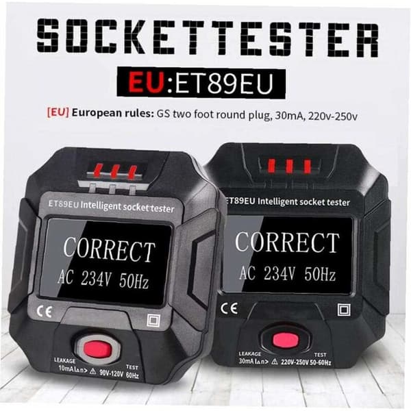 1 stk digitalt display stikkontakt tester spenningstesting premiedetektor