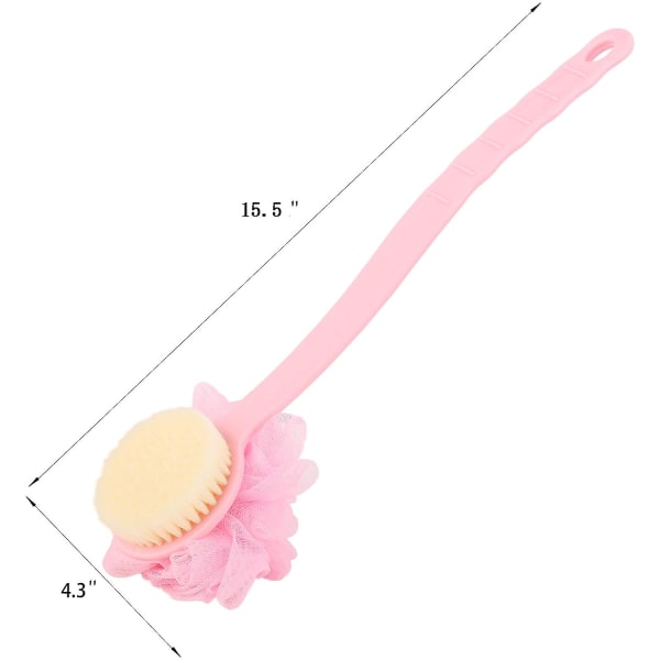 2 stk Loofah ryggskrubb med langt håndtak Dusj kroppsbørste med myk