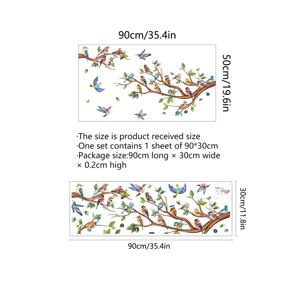 Lintujen puun oksan seinätarra-seinätarrat