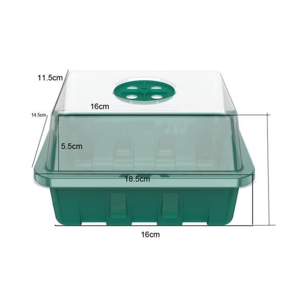 Spirekasse 12 kopper, til frøplanter, 16*16*11,5cm, Grøn