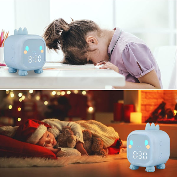 Børnevækkeur til piger og drenge, lysende dinosaur digital C