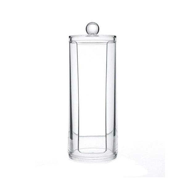 Rund makeupfjernerdispenser, æske, bomuldsrække, transparent, a