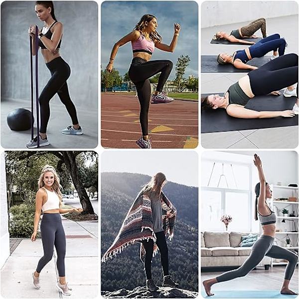 Leggings med fickor för kvinnor - Capri Yoga byxor med hög midja Tu