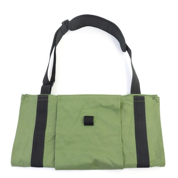 Vedkorg, Stor Kapacitet Canvas Ergonomisk Förvaringsväska, Bärbar Utomhus Camping Förvaringsorganisatör, Grön Bärväska för