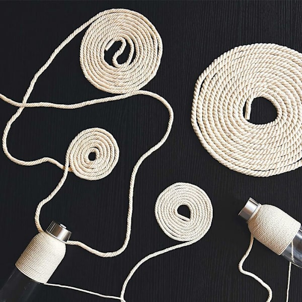 Makramé tau 4mm x 50m, Makramé bomullstråd, Bomull Makramé tråd Garn Bomullstau, Bomull Makramé tau Naturlig snor for Plantehenging Strikking DIY Dekorasjon Gaveinnpakning