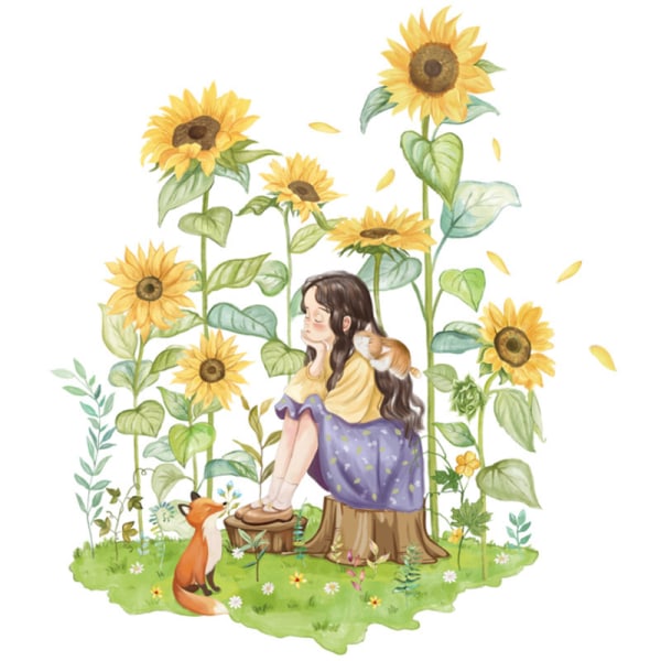 1 stk Wall Sticker Girls Sunflower Wall Stickers for Baderom Livin