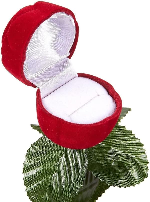 Rose Ring Box Set - Satin Rose Smyckeskrin Presentförpackningar för Årsdagar