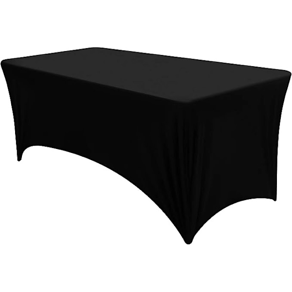 Elastisk borddug til udendørs bryllupsaktiviteter, rektangulær elastisk dug, sort og hvid cocktailborddug (sort) 6FT（183*76*76cm）