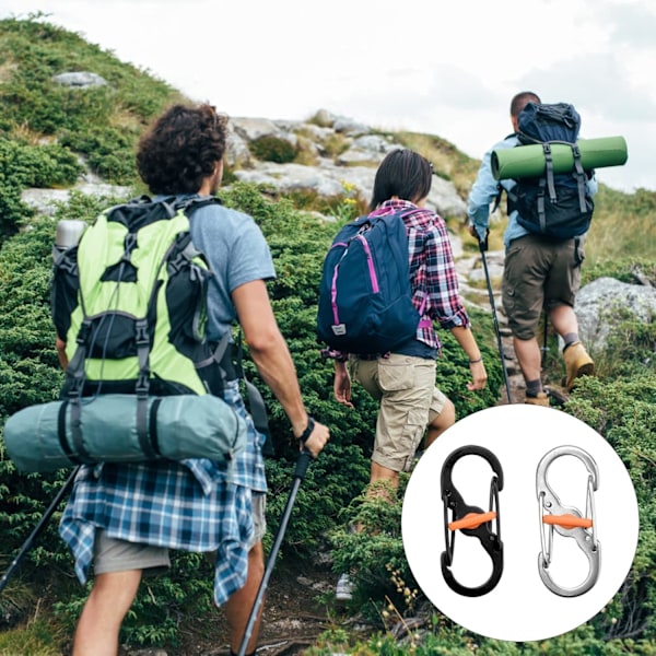 10 st Små Karabiner i Rostfritt Stål, Små Karabiner Mini S Nyckelring Camping Mini S Clip Metallspänne Dubbla Karabiner