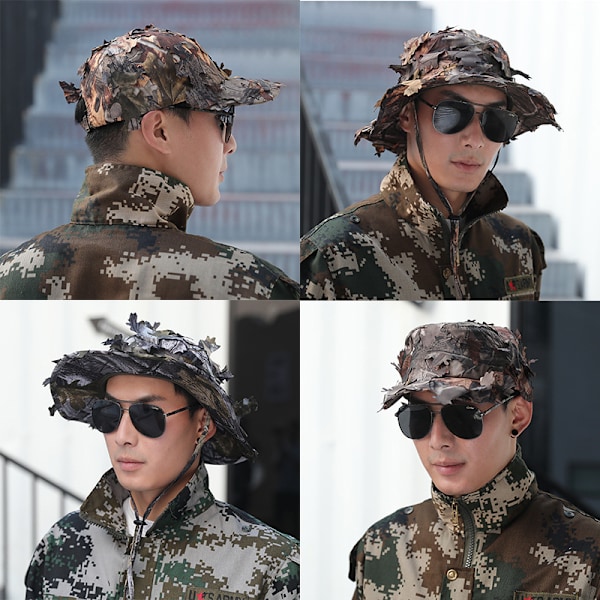 3D Blade Camo Hatte Udendørs Solbeskyttelse Fiskeri Jagthat Med Bred Skygge Klap Hat
