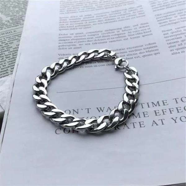 Armband-Kubansk Länk, Silver 21CM