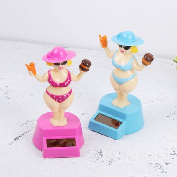 2 stk. Solcelledansede legetøj Bobble Head legetøj Hula pige dansende Dashboa