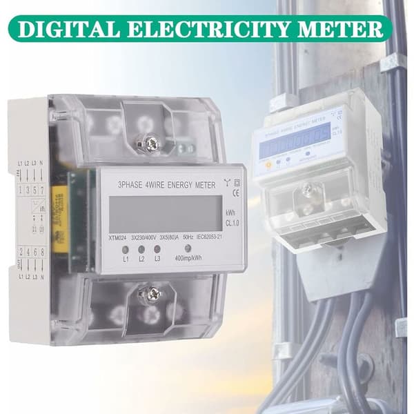 Trefasemåler Elektrisitetsmåler Kalibrert Energimåler LCD D