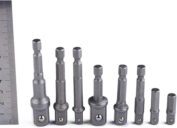 8 stk. 1/4\" 3/8\" 1/2\" Firkant Hex Skaft Slagpipeadapter for Batteridrill