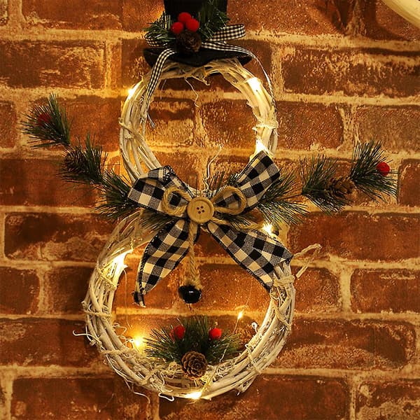 Lighted Christmas Wreath Decoration, Grapevine Wreath  For Front